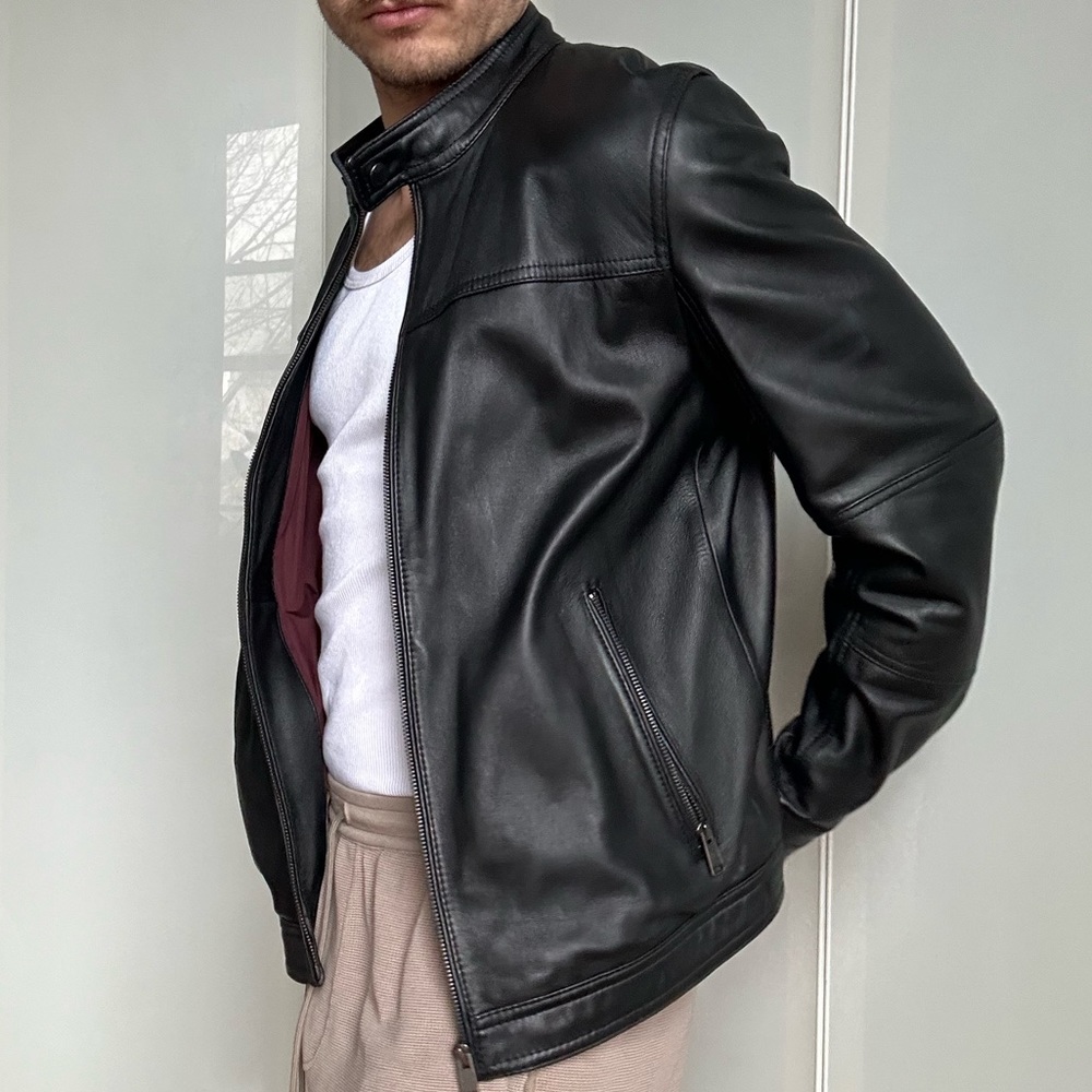 BOSS Hugo Boss Leather Jacket Size 40R